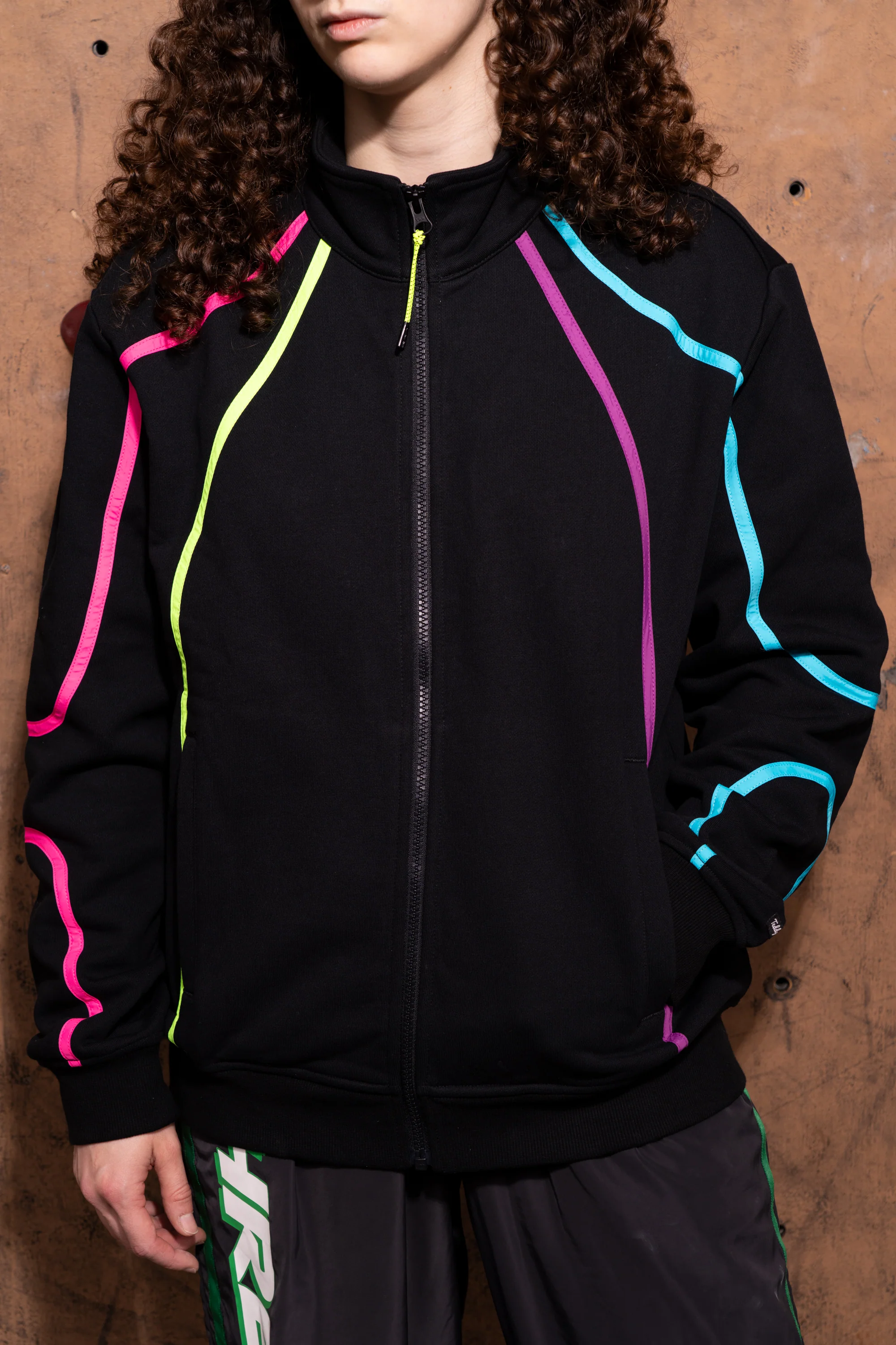Retro Neon Piping Zip Sweatshirt - Image 9
